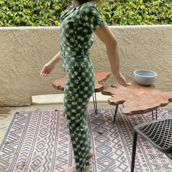 Big Bud Press Women's Jumpsuit size XXS Green Good Luck Shamrock Horseshoe Rare - Picture 6 of 8